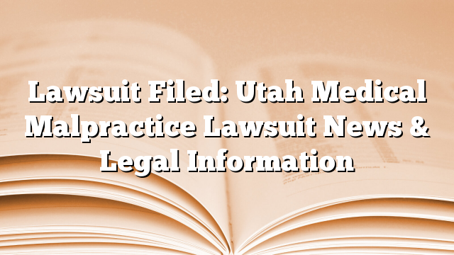 Lawsuit Filed: Utah Medical Malpractice Lawsuit News & Legal Information